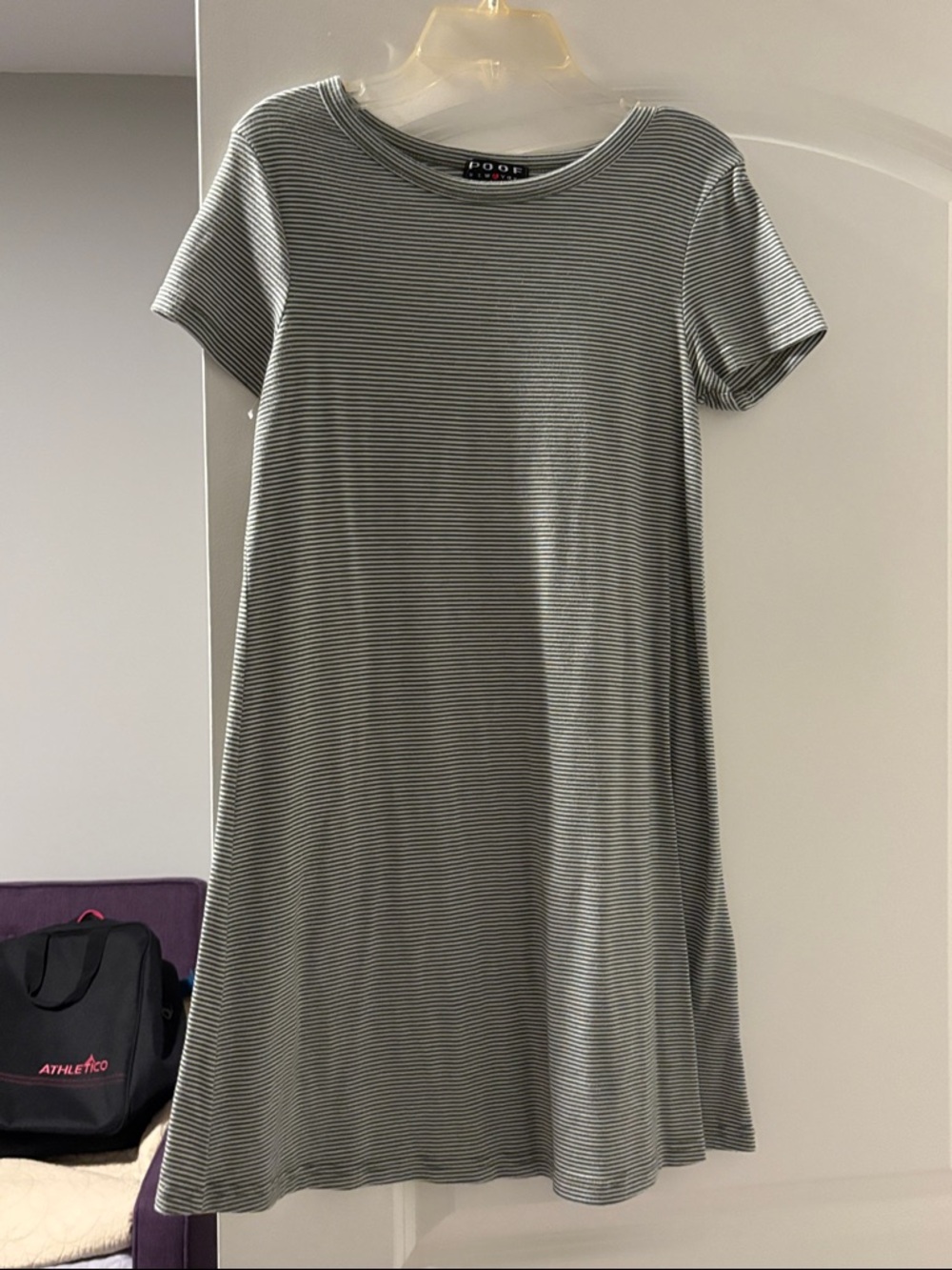 Poof! Black and White Striped Mini A-Line Dress